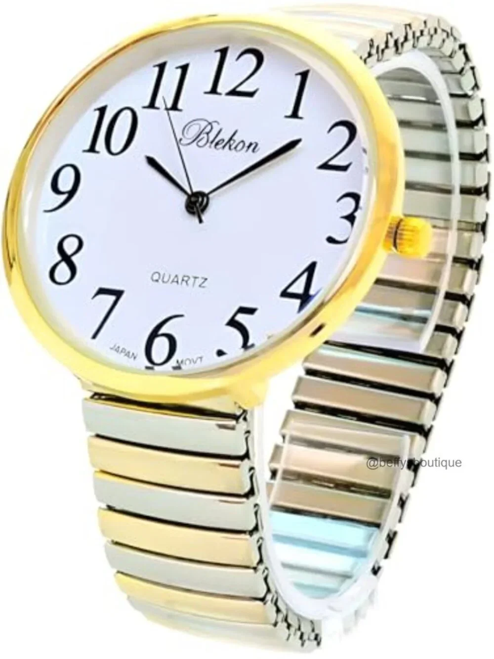 Geneva Large Face Stretch Watch Women's Quartz Metal Band Easy Read Crystal
